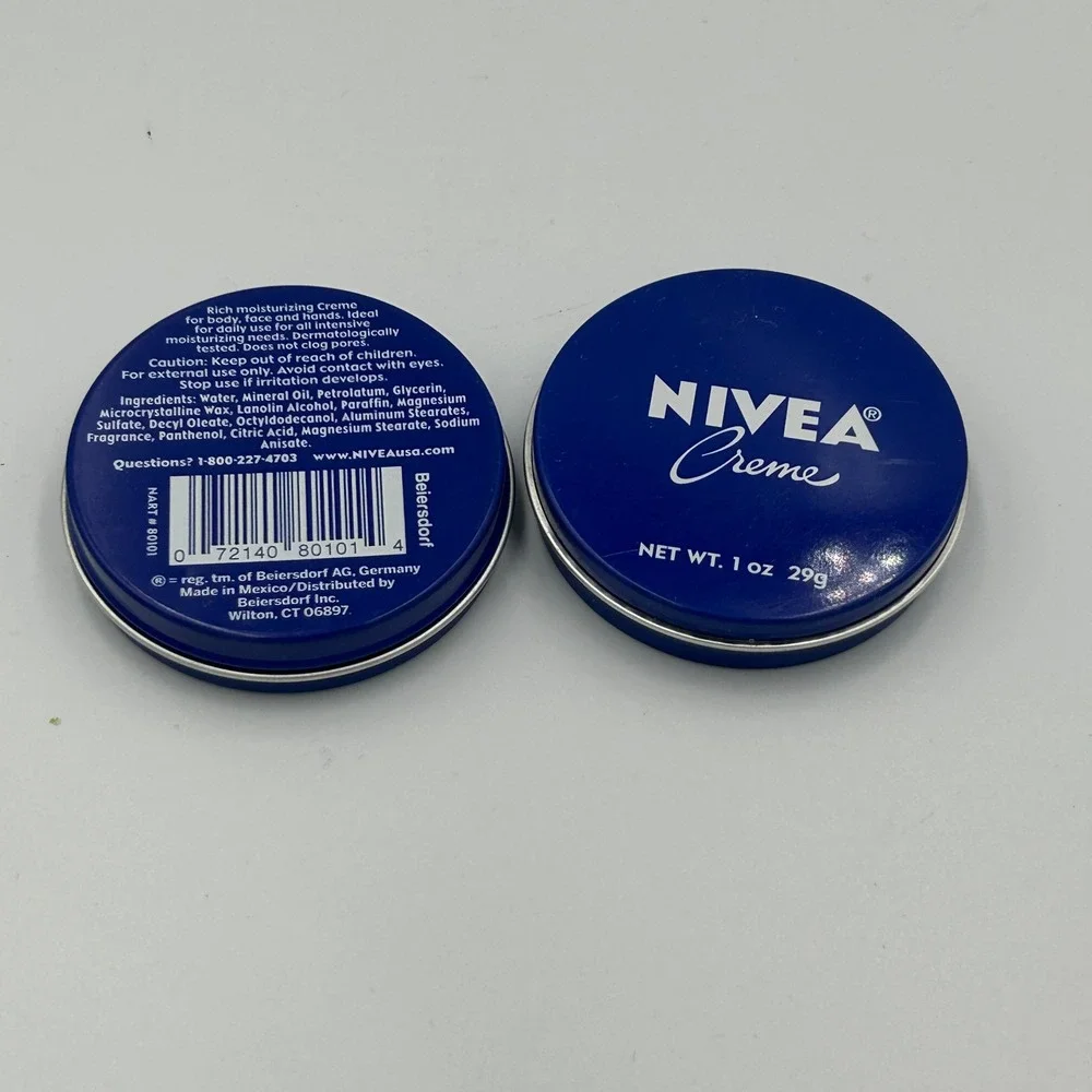 Nivea Creme Moisturizer Unisex 1oz Blue New‎ Travel Size Tin Lot of 2